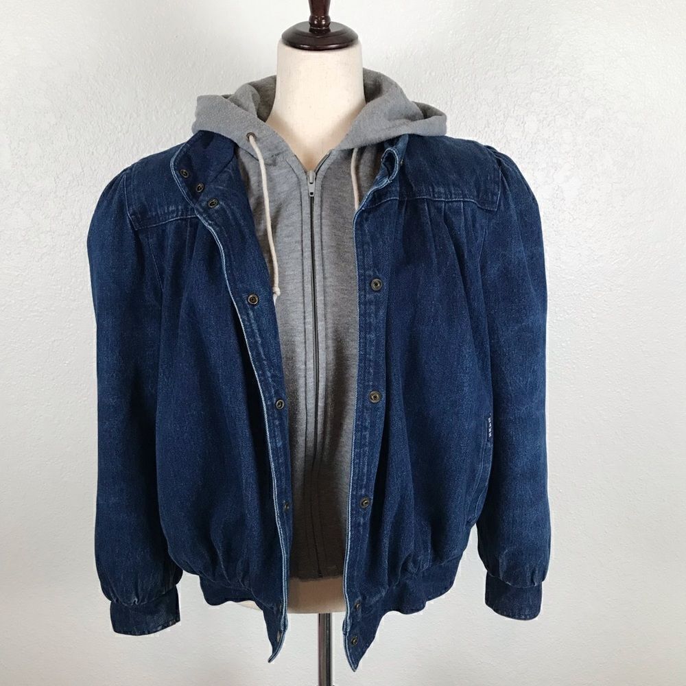 Vintage Dawn 90s denim jacket with built-in hoodie L‎